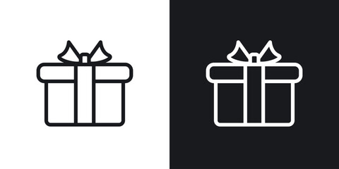 Gift box with ribbon icons. Illustration of outline icons