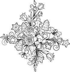 christmas, pattern, flower, vector, floral, design, seamless, vintage, illustration, ornament, decoration, art, wallpaper, nature, decor, texture, element, flowers, mandala, leaf, retro, ornate, lace,