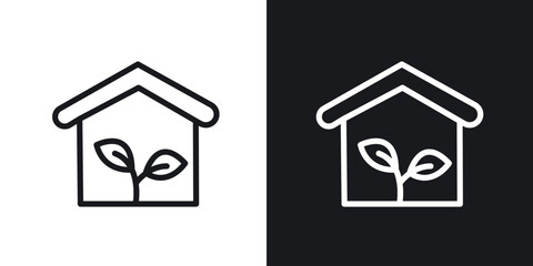 Eco house icons. Illustration of outline icons