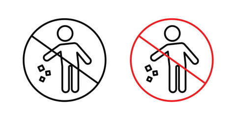Do not litter signs. Illustration of outline icons