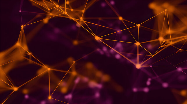 Vibrant Orange and Purple Plexus Network with Luminous Nodes and Connections.