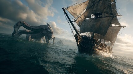 Foggy Coastal Scene With Rusty Shipwreck Reflection