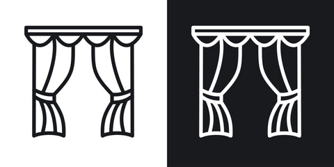 Curtain icons. Illustration of outline icons