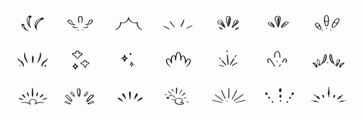 Hand-drawn burst & sparkle design elements, vector graphics