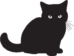 Chantilly Tiffany cat full image in silhouette image white background.