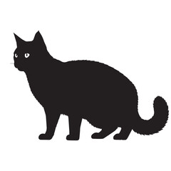 Chartreux cat full image in silhouette image white background.