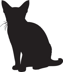 Chausie cat full image in silhouette image white background.