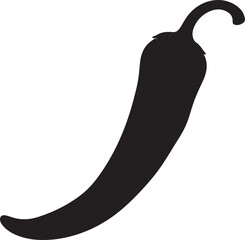 Chili Pepper in silhouette image white backgrpound.