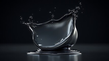 A liquid splash in a dark  setting.