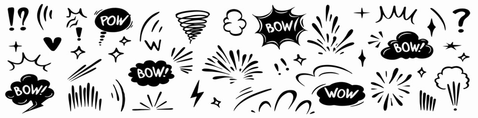 Hand-drawn Comic Book Speech Bubbles and Effects