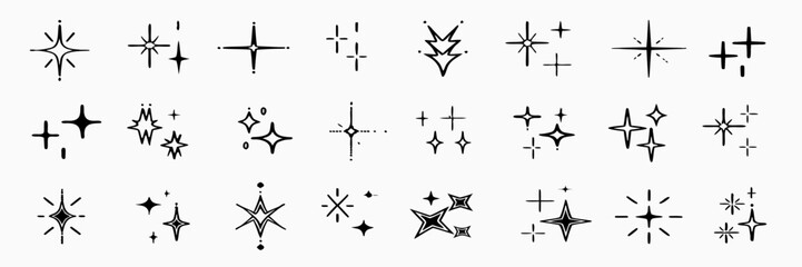 30 Sparkle & Shine Star Icons: Glitter Graphic Design Elements