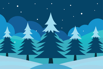 Obraz premium a pine forest in deep winter with heavy snow on branches