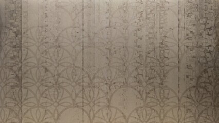 Brown wallpaper with classic pattern on the wall in luxury hotel, old wallpaper, faded pattern, texture image, wallpaper background image for wall.