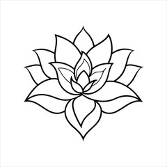  Hand-Drawn Stylized Flower in Line Art Style