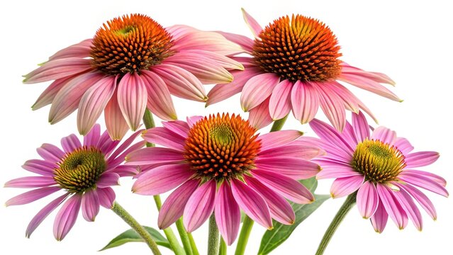A captivating display of Echinacea flowers with striking pink petals and vibrant centers