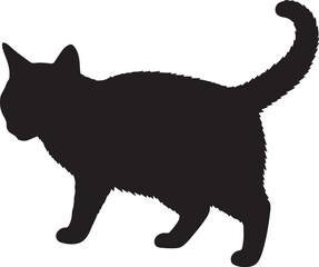 Cyprus cat full image in silhouette image white background.