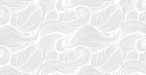 hand drawn abstract  pattern print, ocean waves, simple modern design wallpaper.
