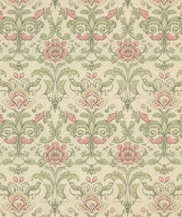 Fototapeta premium Vintage Damask Floral Seamless Pattern