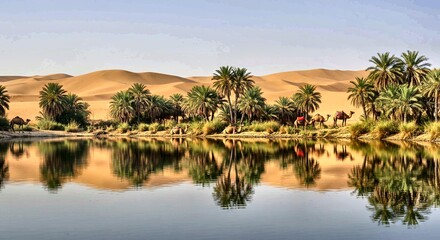 Serene Desert Oasis Reflection