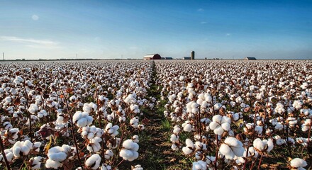Fototapeta premium Southern Cotton Field in Bloom with Rural Charm