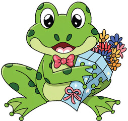 frog with a flower