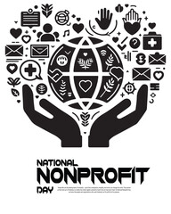 Helping Hands and Community Service Illustration for National Nonprofit Day