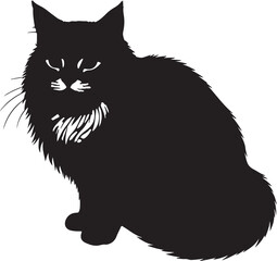 Karelian Bobtail cat full image in silhouette image white background.