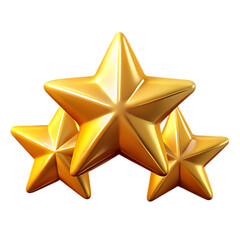 Three Golden Stars Arranged In A Cluster On Black Background metallic shiny