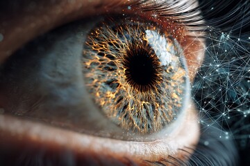 Eye health and vision concept with digital network connection for future technology vision