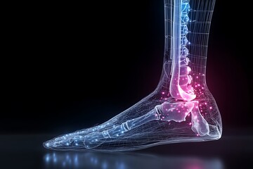 Foot bone structure anatomy medical illustration skeletal system x ray human leg joint pain health 3d render