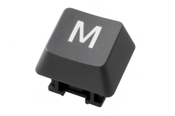 Keyboard key displaying letter m with transparent background