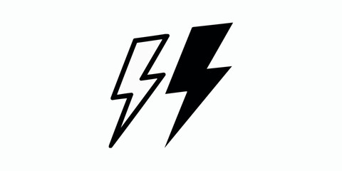 Bold Lightning Bolt Graphic in Black and White Depicting Power and Energy with Dynamic Contrast