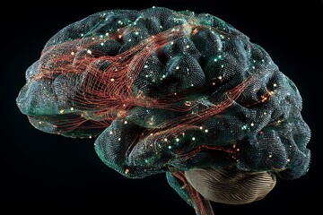 Human brain neural network artificial intelligence ai technology science medical research concept 3d render