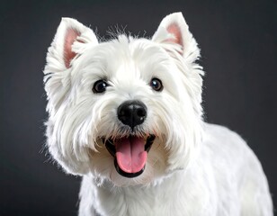 White dog with open mouth