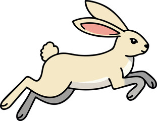 Running rabbit vector illustration with beige and pink colors natural flow 