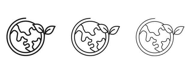 Green earth planet icon vector Logo Design Template. Editable Stroke graphics. © ramsey