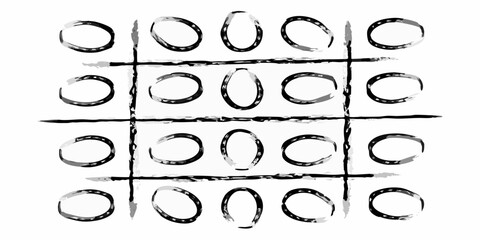 Abstract tic tac toe grid with brush stroke circles