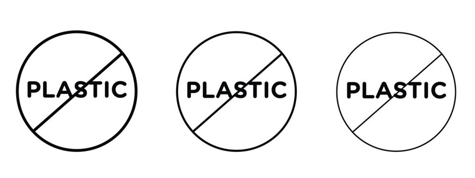 No plastic sign vector Logo Design Template. Editable Stroke graphics.