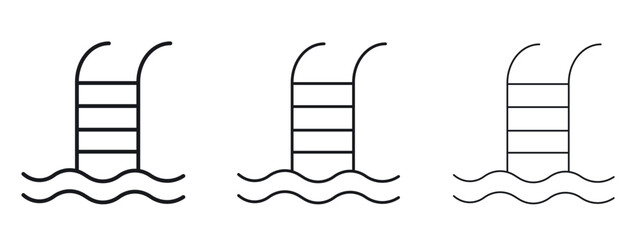 Ladder in swimming pool icon vector Logo Design Template. Editable Stroke graphics. © ramsey