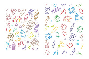 Artistic Doodle Background: A whimsical artistic background, featuring hand-drawn doodles of artistic elements on a bright background, ready to spark creativity and add a playful touch to any design.