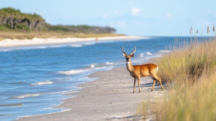 deer on the beach