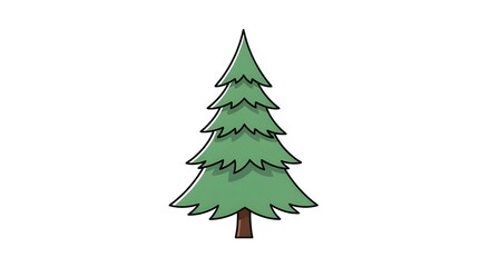 Simple Cartoon Green Evergreen Pine Tree Illustration Vector
