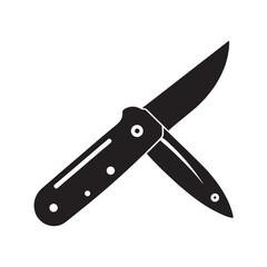 Antique Pocket Knife with Open Blade Silhouette Vector