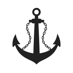 Vintage Ship Anchor With Chain Silhouette Design