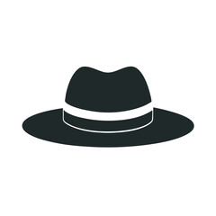 Vintage Hat With Wide Brim Silhouette Vector
