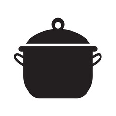 Vintage Cooking Pot With Handles Silhouette Illustration