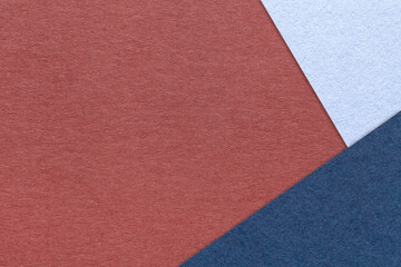 Abstract dark red, blue and sky paper background with copy space. Template for presentation, banner, card design