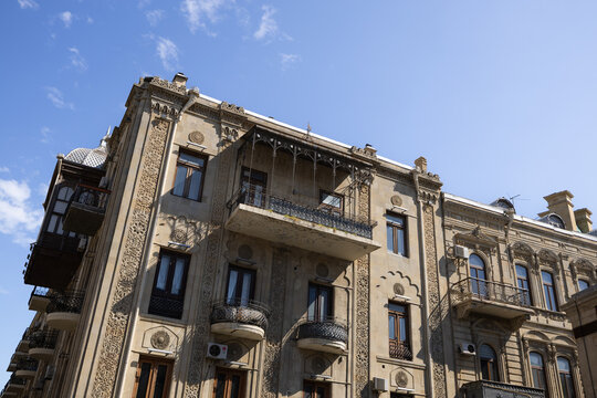 Architectural buildings in the center of Baku