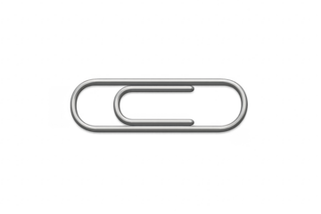 Realistic metallic paper clip on transparent background