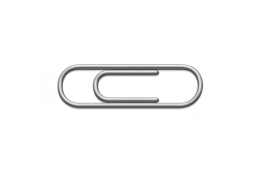 Realistic metallic paper clip on transparent background